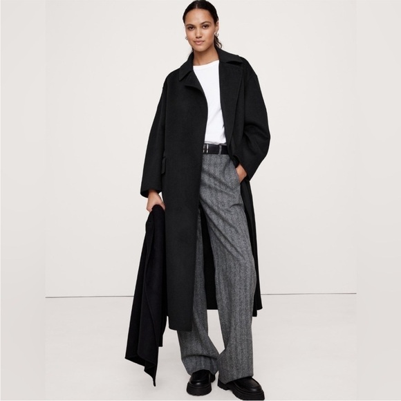 NWT! Banana Republic Black Oversized Double-Faced Wool Cape Coat - Picture 1 of 2